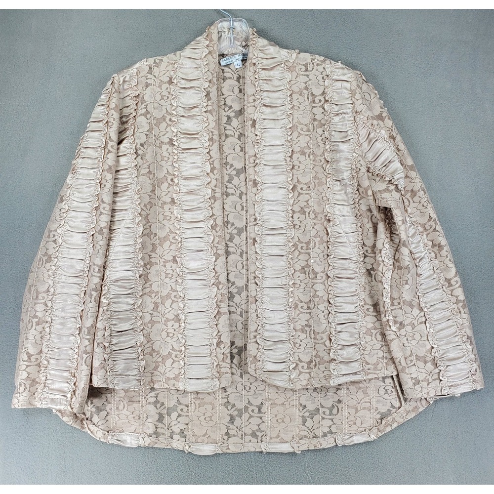Vintage Alberto Makali Lace Crinkle Top Womens L Beige‎ Whimsigoth Cardigan USA